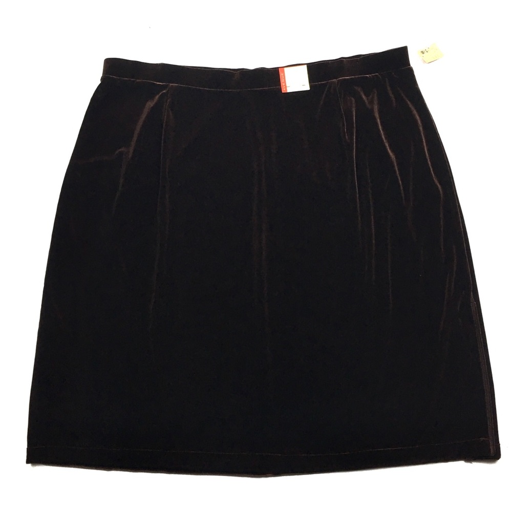 Avenue Plus Size Brown Velvet Pull-On Skirt